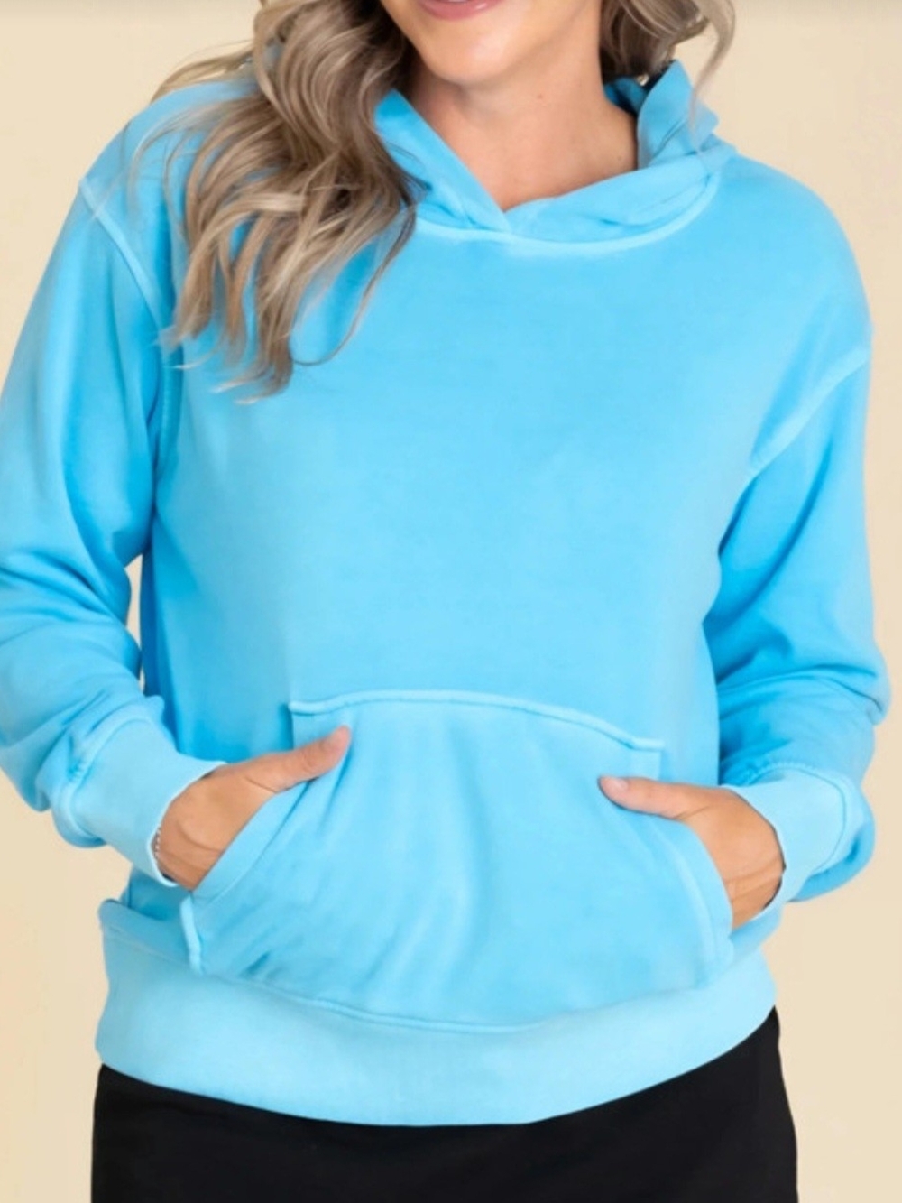 Zenana Soft Fleece Pigment Dyed Kangaroo Pocket Hoodie-Size Small